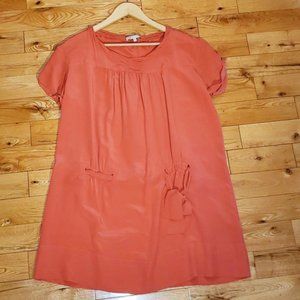 100% silk peachy orange dress size large